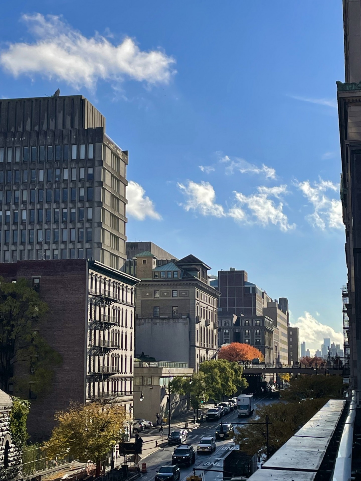 South-facing view of Amsterdam Avenue from the Morningside campus