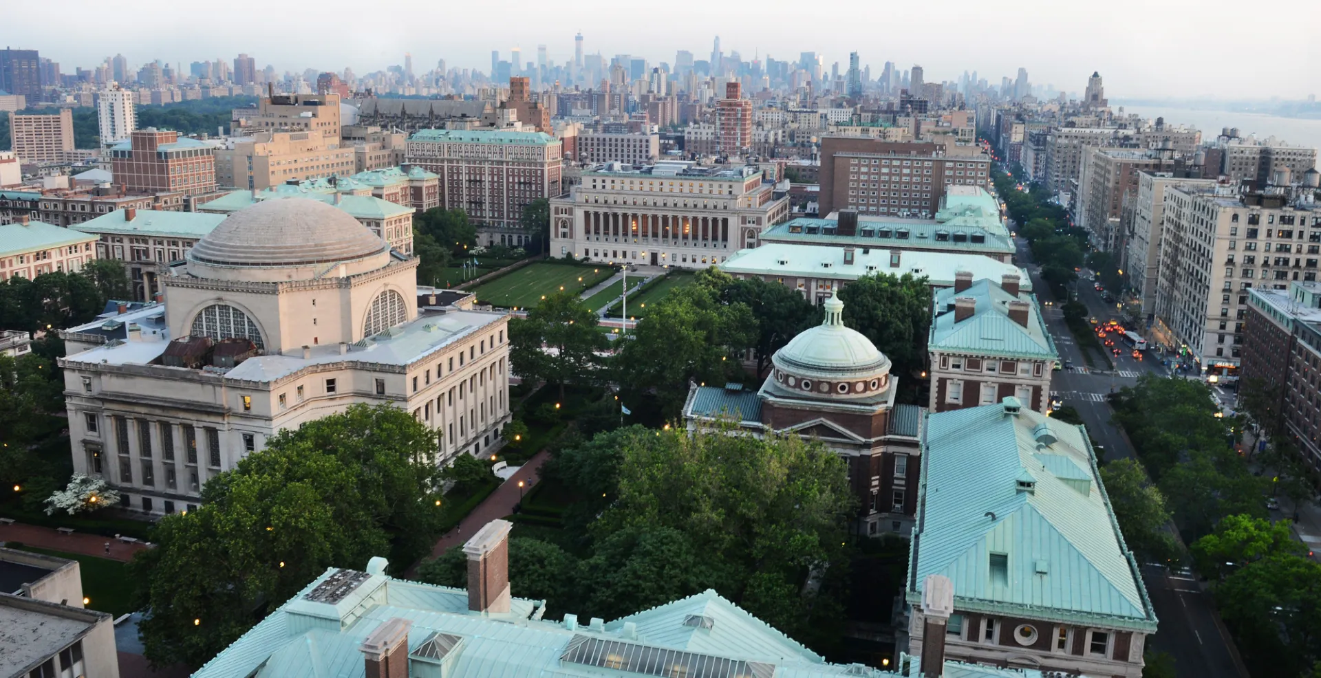 Aerial view of Columbia's Morningside campus by Eileen Barroso