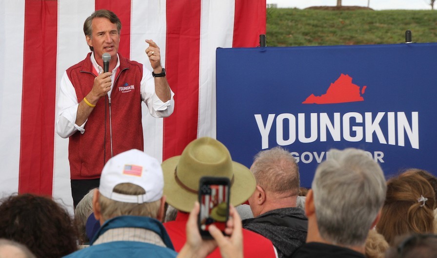Glenn Youngkin at a campaign rally in Chantilly, VA